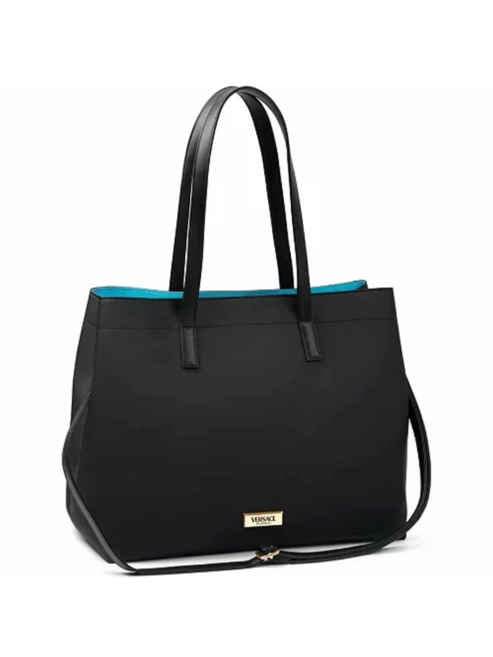 New Versace Perfume Fragrance Women Large Tote Shoulder Zipper Bag Black Purse